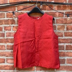 Eileen Fisher Linen Boxy Shell (Size S) Red